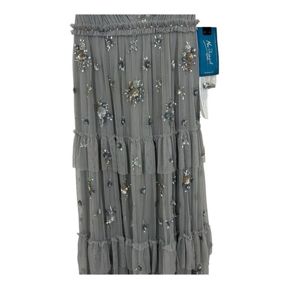 Mac Duggal Size 4 Ruffle Tiered Embellished Flutter Sleeve Gown Formal - Picture 4 of 8